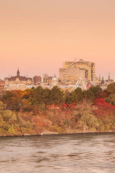 Canada, Quebec, Montreal, The Old Port, The Montreal Observation Wheel, dawn, autumn