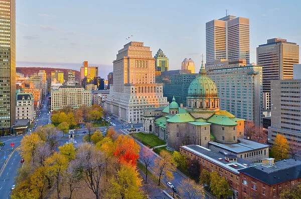 Canada, Quebec, Montreal, Place du Canada and Dorchester Square, Cathedral-Basilica
