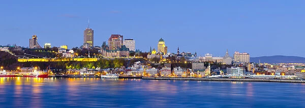 Canada, Quebec, Quebec City, Vieux Quebec or Old Quebec across Saint Lawrence River