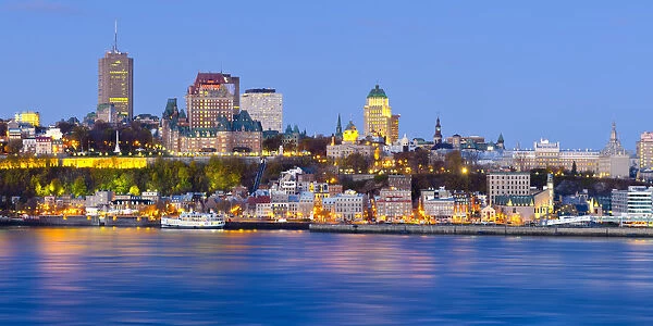 Canada, Quebec, Quebec City, Vieux Quebec or Old Quebec across Saint Lawrence River
