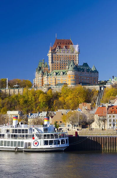Canada, Quebec, Quebec City, Vieux Quebec or Old Quebec from Ferry across Saint Lawrence