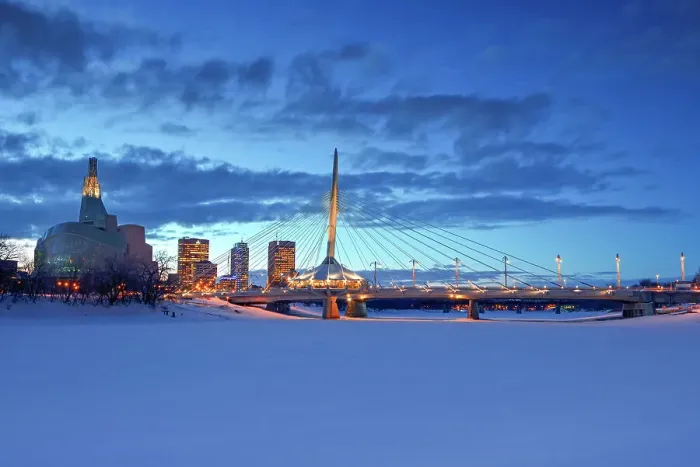 Framed Print : Canadian Museum for Human Rights (CMHR) and the Esplanade Rile Bridge in winter, Winnipeg, Manitoba, Canada Framed Print : Canadian Museum for Human Rights (CMHR) and the Esplanade Rile Bridge in winter, Winnipeg, Manitoba, Canada