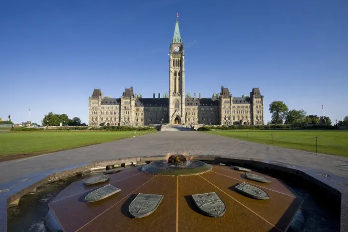 Framed Print : Canadian Parliament & Centennial Flame Monument, Parliament Hill, Ottawa, Ontario, Canada