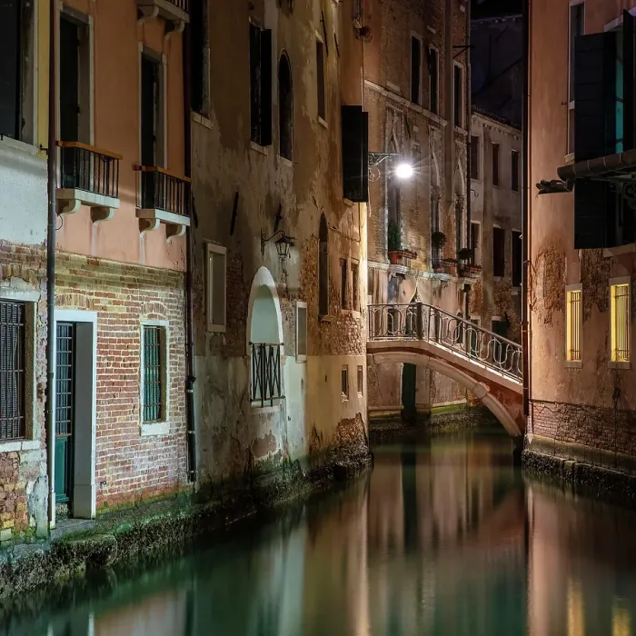 Framed Print : Canal and bridge at night, Venice, Italy Framed Print : Canal and bridge at night, Venice, Italy