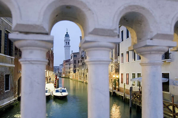 Canal and church, Venice, Veneto, Italy