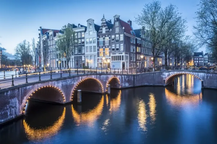 Framed Print : Canal Crossroads At Keizersgracht, Amsterdam, Netherlands Framed Print : Canal Crossroads At Keizersgracht, Amsterdam, Netherlands