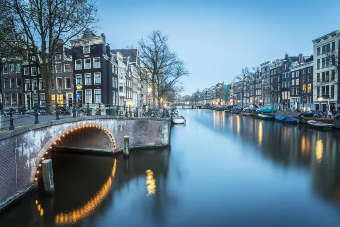 Framed Print : Canal Crossroads At Keizersgracht, Amsterdam, Netherlands Framed Print : Canal Crossroads At Keizersgracht, Amsterdam, Netherlands