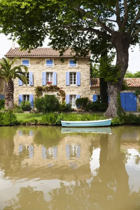 Framed Print : Canal du Midi reflections in Le Somail, Languedoc-Roussillon, France Framed Print : Canal du Midi reflections in Le Somail, Languedoc-Roussillon, France