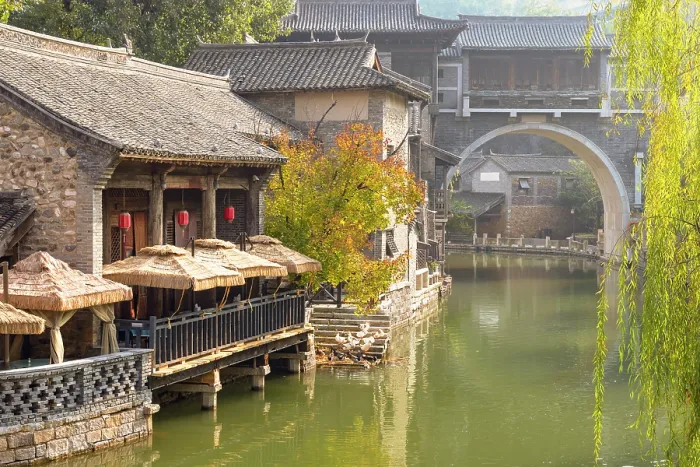 Framed Print : Canal in Gubei Water Town, Simatai, Beijing, China Framed Print : Canal in Gubei Water Town, Simatai, Beijing, China