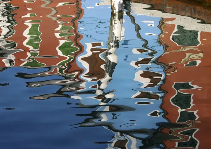 Framed Print : Canal reflections, Burano, Veneto region, Italy Framed Print : Canal reflections, Burano, Veneto region, Italy