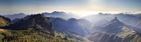 Canary Islands, Gran Canaria, Central Mountains, View of West Gran Canaria from Roque