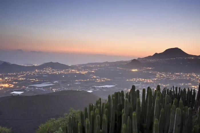 Framed Print : Canary Islands, Tenerife, Arona, View of East Tenerife Coast at sunset