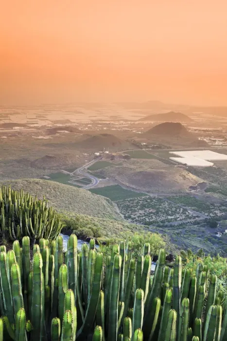 Framed Print : Canary Islands, Tenerife, Arona, View of East Tenerife Coast at sunset