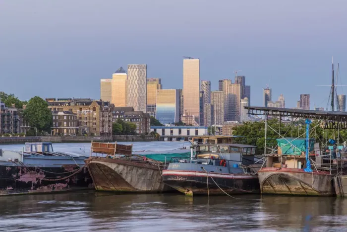 Framed Print : Canary Wharf and River Thames, London, England, UK
