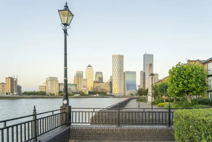 Framed Print : Canary Wharf and the River Thames at sunset, , London, England, UK