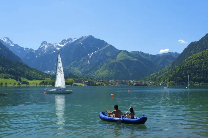 Framed Print : Canoeing on Lake Achensee, Tyrol, Austria, Europe Framed Print : Canoeing on Lake Achensee, Tyrol, Austria, Europe