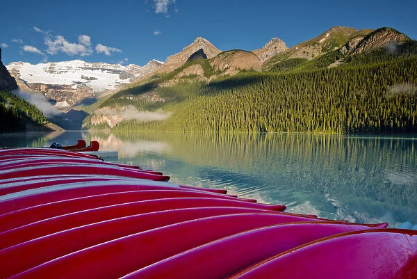 Canoes at Lake Louise, Banff National Park, Alberta, Canada