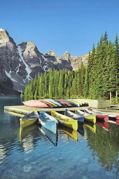 canoes at Moraine Lake - Canada, Alberta, Banff National Park