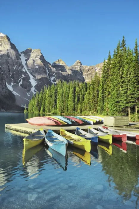 Framed Print : canoes at Moraine Lake - Canada, Alberta, Banff National Park Framed Print : canoes at Moraine Lake - Canada, Alberta, Banff National Park
