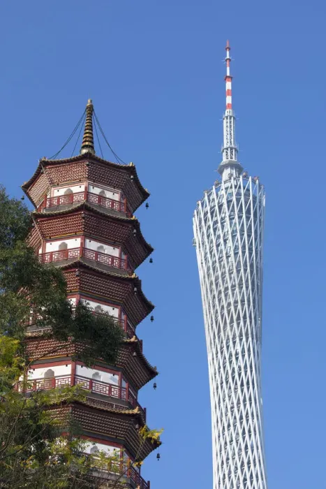 Framed Print : Canton Tower and Chigang Pagoda, Tianhe, Guangzhou, Guangdong, China