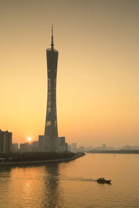 Framed Print : Canton Tower at sunset, Tianhe, Guangzhou, Guangdong, China