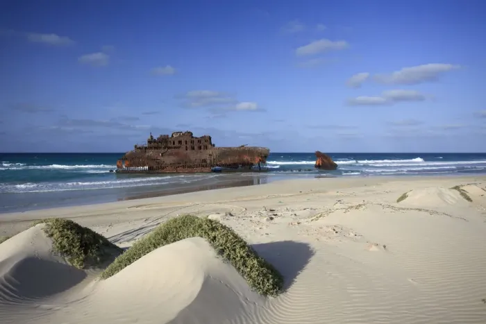 Framed Print : Cape Verde, Boavista, Cabo Santa Maria Beach, Wreck of the Santa Maria Mercantile ship Framed Print : Cape Verde, Boavista, Cabo Santa Maria Beach, Wreck of the Santa Maria Mercantile ship