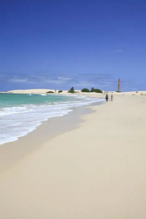 Framed Print : Cape Verde, Boavista, Chaves Beach (Praia de Chaves) and historic Chimney from former Framed Print : Cape Verde, Boavista, Chaves Beach (Praia de Chaves) and historic Chimney from former