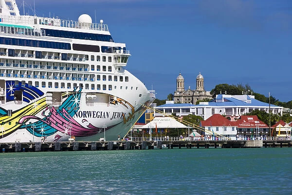 Caribbean, Antigua, Cruise Ship docked in St. Johns Town