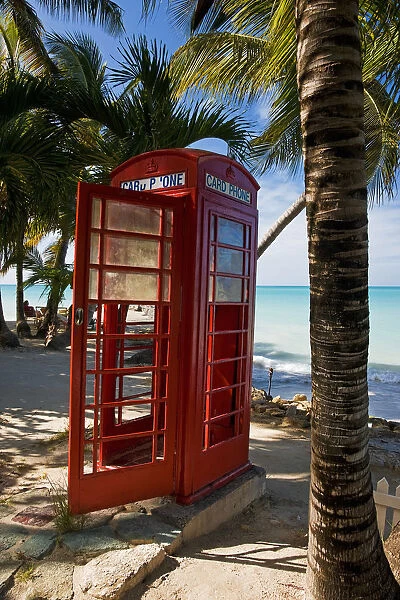 Caribbean, Antigua, Dickenson Bay, English red telephone box