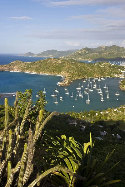Caribbean, Antigua, English Harbour from Shirley Heights looking towards Nelson s