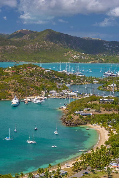 Caribbean, Antigua, English Harbour from Shirley Heights