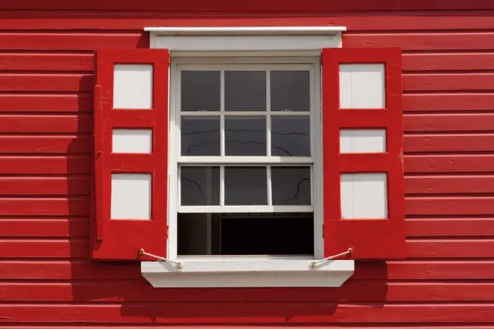 Framed Print : Caribbean, Antigua, St. Johns, Heritage Quay, Traditional shutters Framed Print : Caribbean, Antigua, St. Johns, Heritage Quay, Traditional shutters