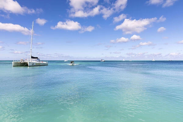 Caribbean, Aruba, Arashi Beach, View from the Pellican Jetty at Palm Beach