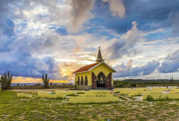 Framed Print : Caribbean, Aruba, Noord, The Alto Vista Chapel at sunrise Framed Print : Caribbean, Aruba, Noord, The Alto Vista Chapel at sunrise