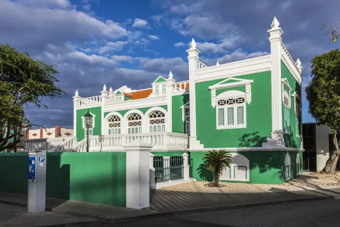 Framed Print : Caribbean, Aruba, Oranjestad, The building of the Town Hall Framed Print : Caribbean, Aruba, Oranjestad, The building of the Town Hall