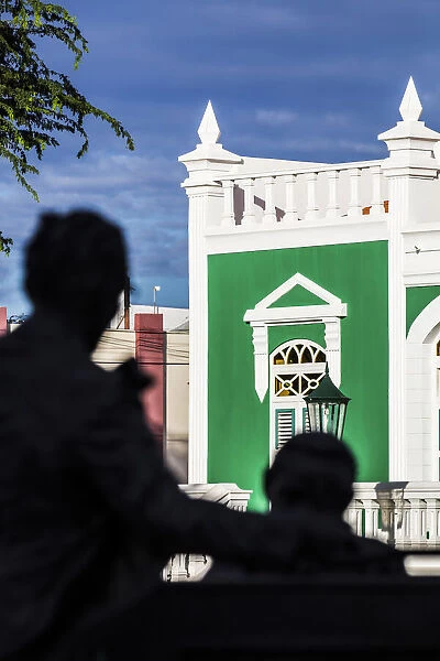 Caribbean, Aruba, Oranjestad, The green faazade of the Town Hall