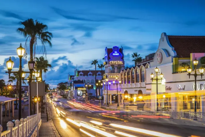 Framed Print : Caribbean, Aruba, Oranjestad, The Lloyd G. Smith Boulevard at night Framed Print : Caribbean, Aruba, Oranjestad, The Lloyd G. Smith Boulevard at night