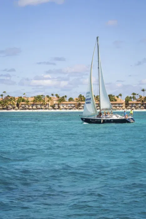 Framed Print : Caribbean, Aruba, Oranjestad, A sail boat in the area of Druif Beach