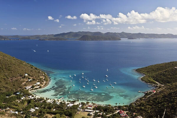 Caribbean, British Virgin Islands, Jost Van Dyke, Great Harbour village and bay