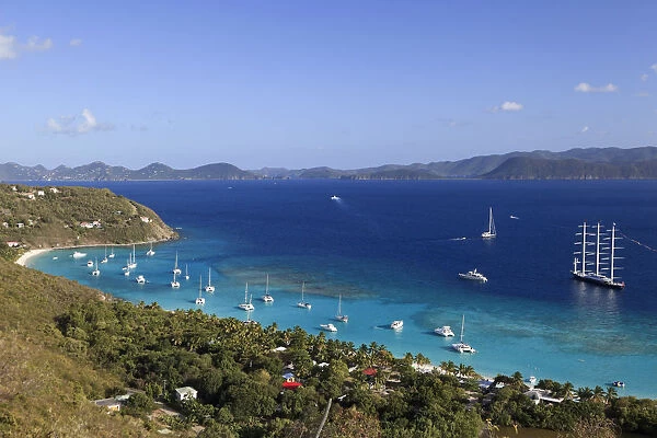 Caribbean, British Virgin Islands, Jost Van Dyke, White Bay and Maltese Falcon Yacht