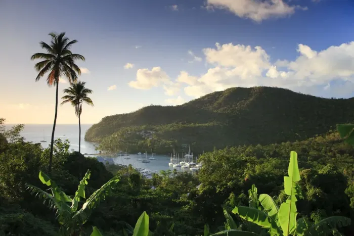 Framed Print : Caribbean, St Lucia, Marigot Bay and Harbour Framed Print : Caribbean, St Lucia, Marigot Bay and Harbour