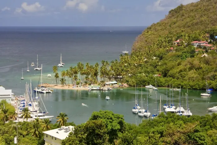 Framed Print : Caribbean, St Lucia, Marigot Bay and Harbour Framed Print : Caribbean, St Lucia, Marigot Bay and Harbour