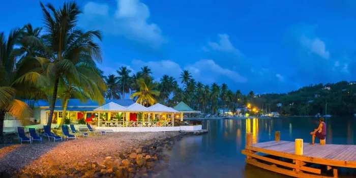 Framed Print : Caribbean, St Lucia, Marigot, Marigot Bay, Marigot Bay Beach Club Hotel, Doolittle s