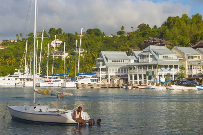 Framed Print : Caribbean, St Lucia, Marigot, Marigot Bay