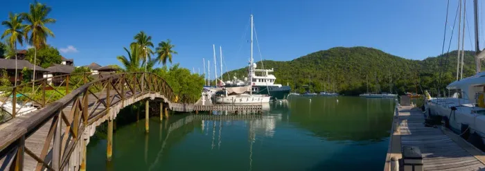 Framed Print : Caribbean, St Lucia, Marigot, Marigot Bay, Marina