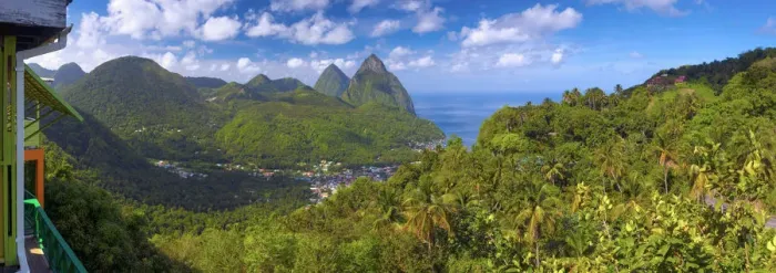 Framed Print : Caribbean, St Lucia, Petit (near) and Gros Piton Mountains (UNESCO World Heritage Framed Print : Caribbean, St Lucia, Petit (near) and Gros Piton Mountains (UNESCO World Heritage