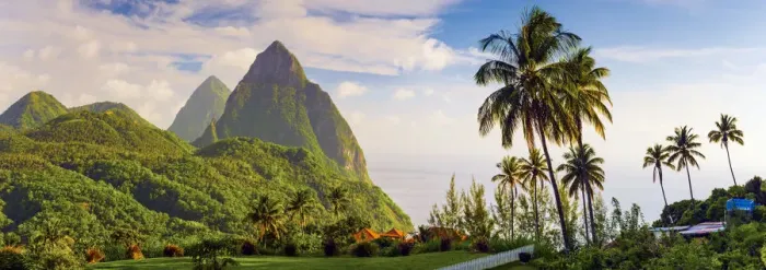 Framed Print : Caribbean, St Lucia, Petit (near) and Gros Piton Mountains (UNESCO World Heritage Framed Print : Caribbean, St Lucia, Petit (near) and Gros Piton Mountains (UNESCO World Heritage