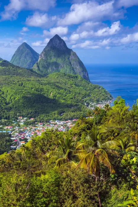 Framed Print : Caribbean, St Lucia, Petit (near) and Gros Piton Mountains (UNESCO World Heritage Framed Print : Caribbean, St Lucia, Petit (near) and Gros Piton Mountains (UNESCO World Heritage
