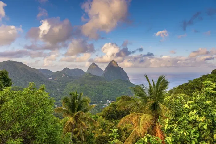 Framed Print : Caribbean, St Lucia, Petit (near) and Gros Piton Mountains (UNESCO World Heritage Site) Framed Print : Caribbean, St Lucia, Petit (near) and Gros Piton Mountains (UNESCO World Heritage Site)