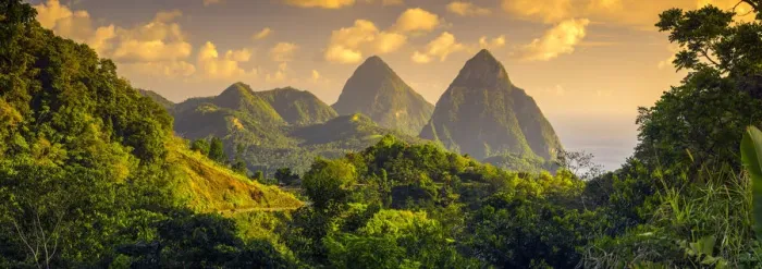 Framed Print : Caribbean, St Lucia, Petit (near) and Gros Piton Mountains (UNESCO World Heritage Site) Framed Print : Caribbean, St Lucia, Petit (near) and Gros Piton Mountains (UNESCO World Heritage Site)